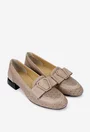 Pantofi dama taupe din piele naturala cu ornament