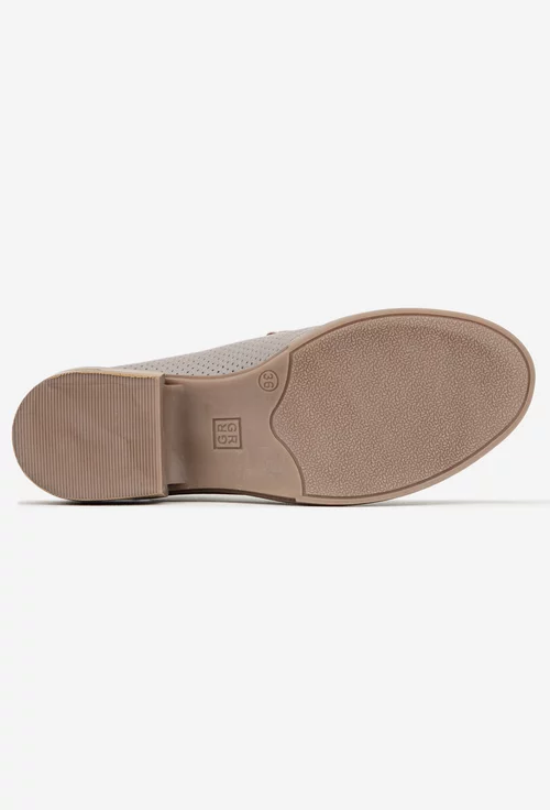 Pantofi dama taupe din piele naturala cu perforatii picture - 5