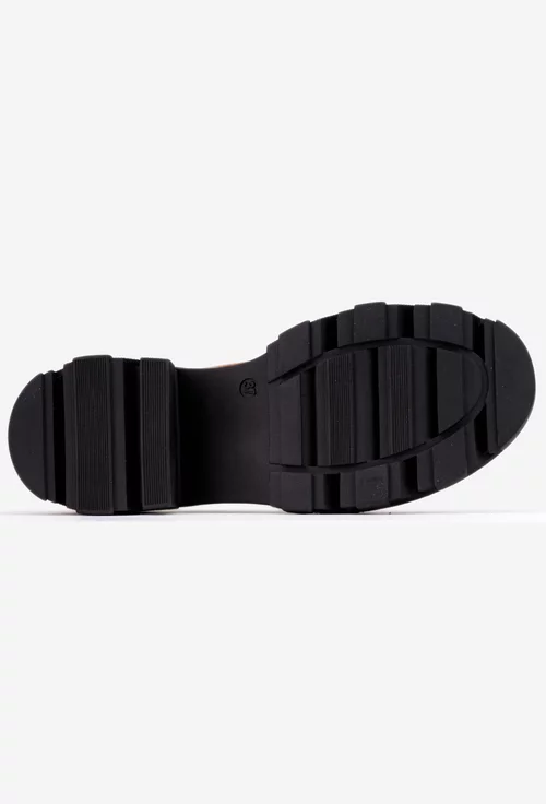 Pantofi dama taupe din piele naturala cu siret