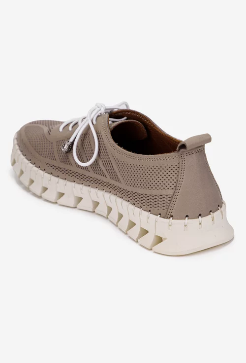 Pantofi dama taupe din piele naturala cu talpa flexibila
