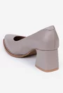 Pantofi dama taupe din piele naturala cu toc