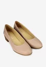 Pantofi dama taupe din piele naturala cu toc mic