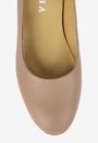 Pantofi dama taupe din piele naturala cu toc mic