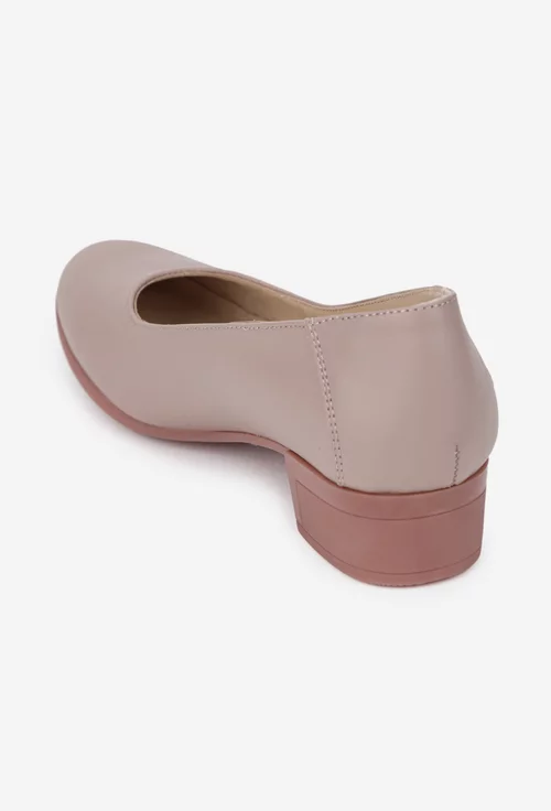 Pantofi dama taupe din piele naturala cu toc mic