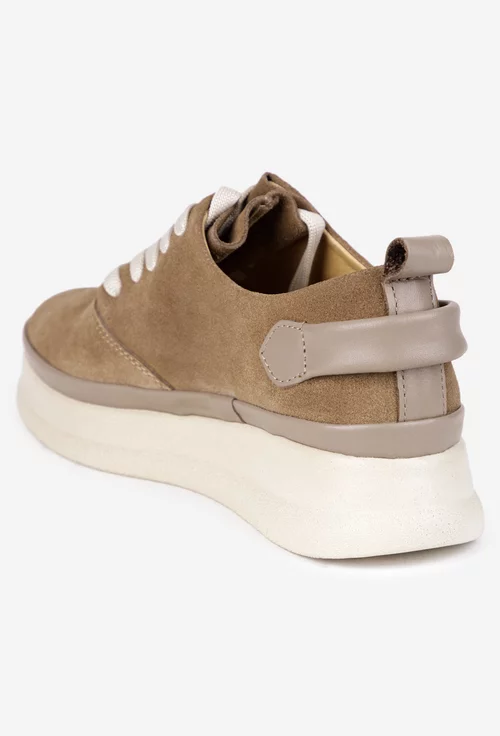 Pantofi dama taupe din piele naturala intoarsa