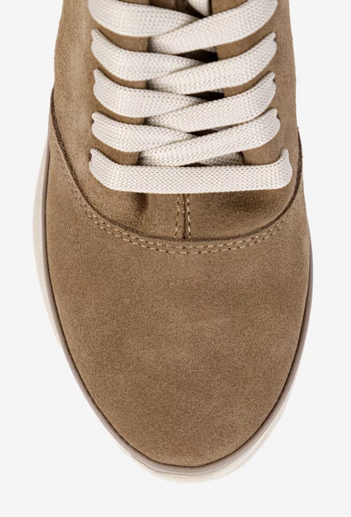 Pantofi dama taupe din piele naturala intoarsa