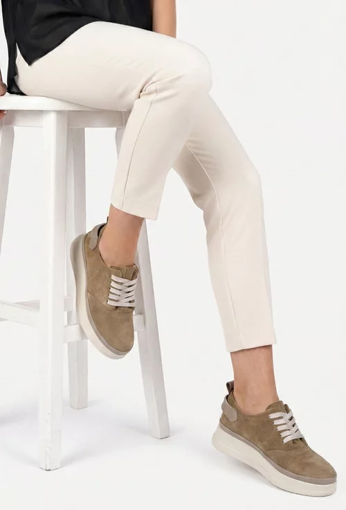 Pantofi dama taupe din piele naturala intoarsa