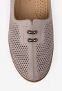 Pantofi dama taupe din piele perforata