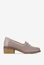 Pantofi dama taupe din piele perforata