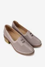 Pantofi dama taupe din piele perforata