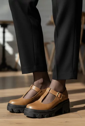 Pantofi dama taupe din piele texturata