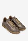 Pantofi dama taupe din piele texturata cu model