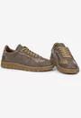 Pantofi dama taupe din piele texturata cu model