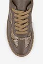 Pantofi dama taupe din piele texturata cu model