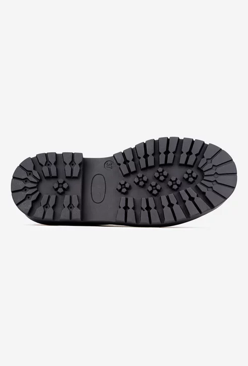 Pantofi dama taupe din piele texturata cu talpă neagră