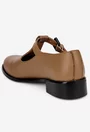 Pantofi dama taupe din piele texturata cu talpa neagra si bareta