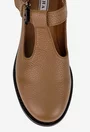 Pantofi dama taupe din piele texturata cu talpa neagra si bareta