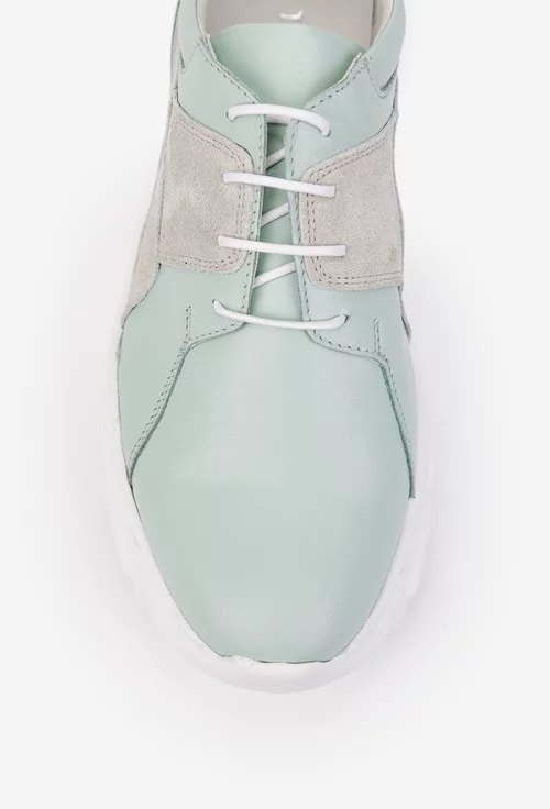 Pantofi dama verzi cu gri din piele naturala