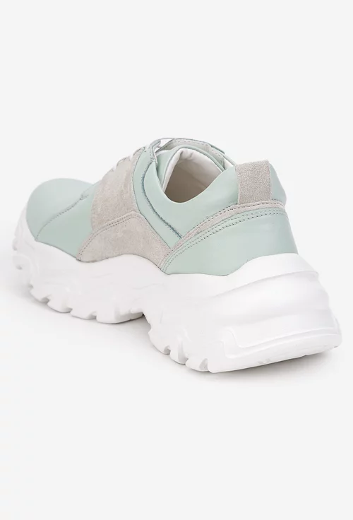 Pantofi dama verzi cu gri din piele naturala