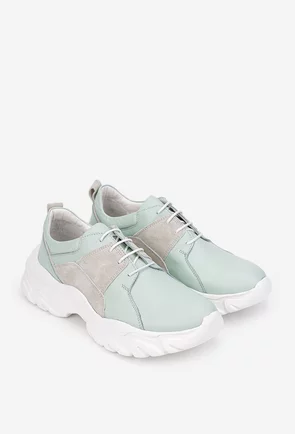 Pantofi dama verzi cu gri din piele naturala