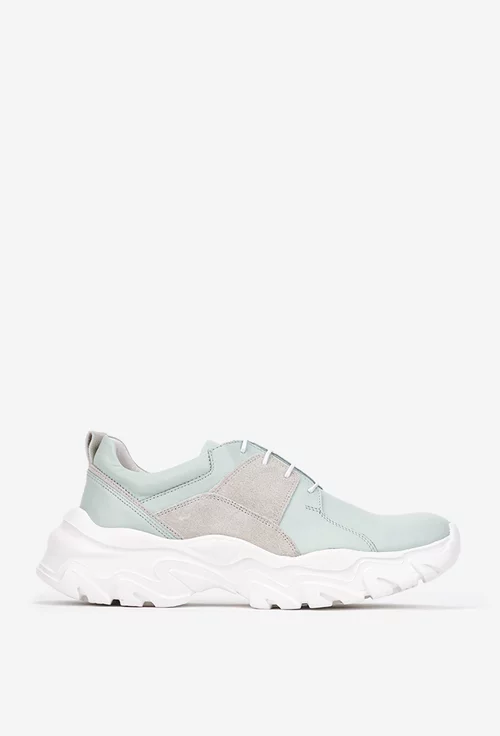 Pantofi dama verzi cu gri din piele naturala