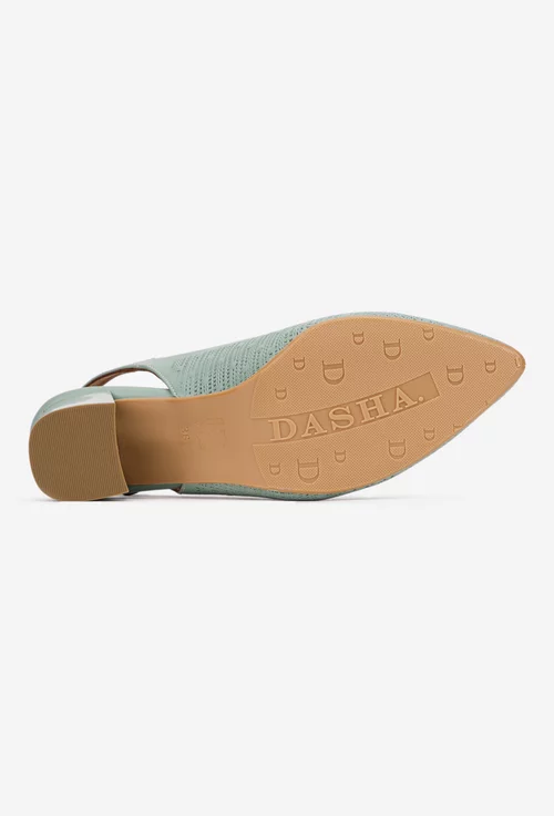Pantofi dama verzi cu toc din piele naturala