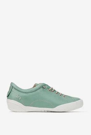 Pantofi dama verzi din piele cu siret elastic