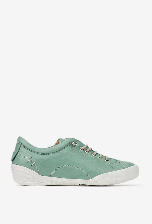 Pantofi dama verzi din piele cu siret elastic