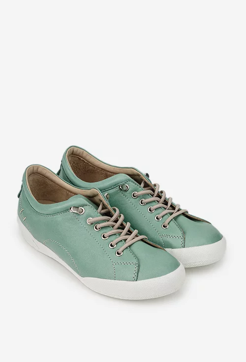Pantofi dama verzi din piele cu siret elastic