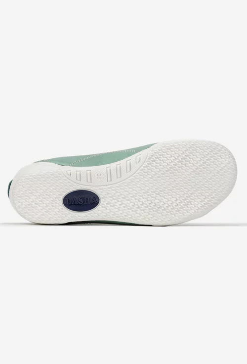 Pantofi dama verzi din piele cu siret elastic