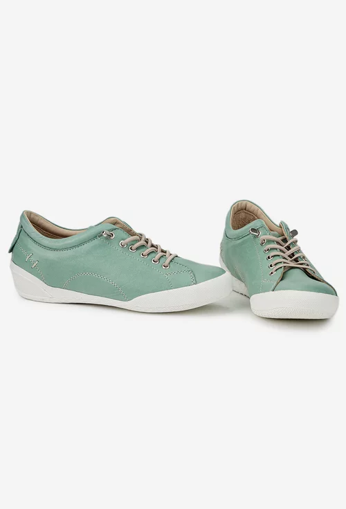 Pantofi dama verzi din piele cu siret elastic