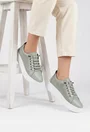 Pantofi dama verzi din piele cu siret elastic