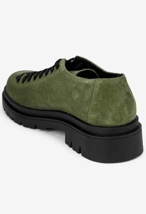 Pantofi dama verzi din piele intoarsa