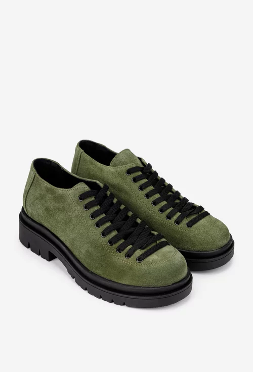 Pantofi dama verzi din piele intoarsa