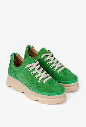 Pantofi dama verzi din piele intoarsa