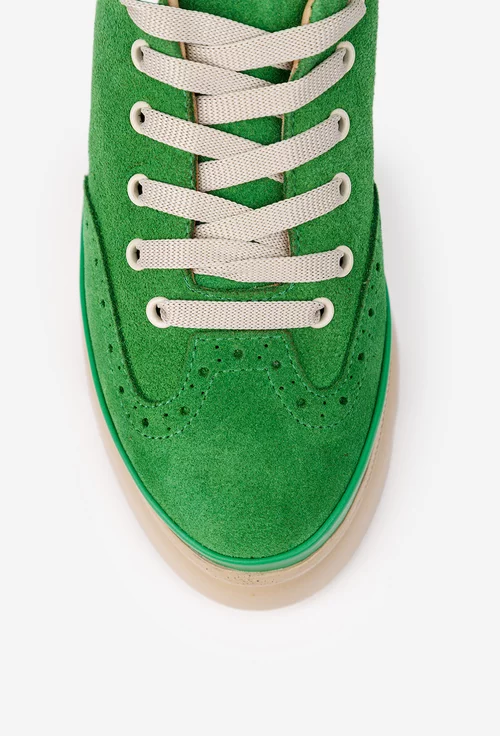 Pantofi dama verzi din piele intoarsa