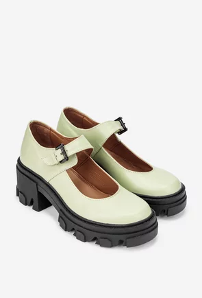 Pantofi dama verzi din piele naturala