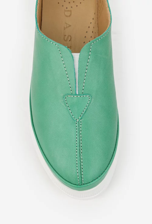 Pantofi dama verzi din piele naturala