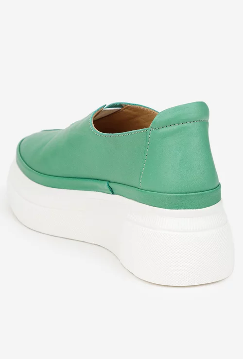 Pantofi dama verzi din piele naturala