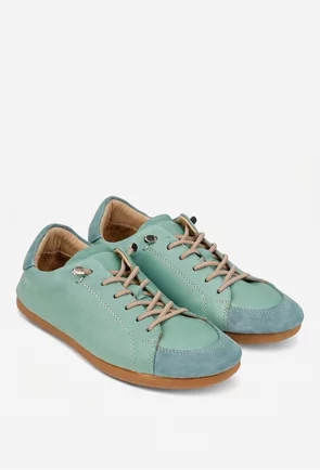 Pantofi dama verzi din piele naturala cu siret elastic