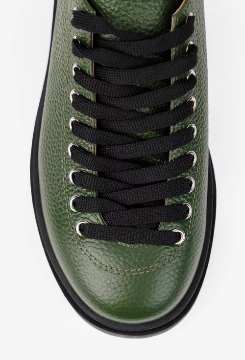 Pantofi dama verzi din piele texturata