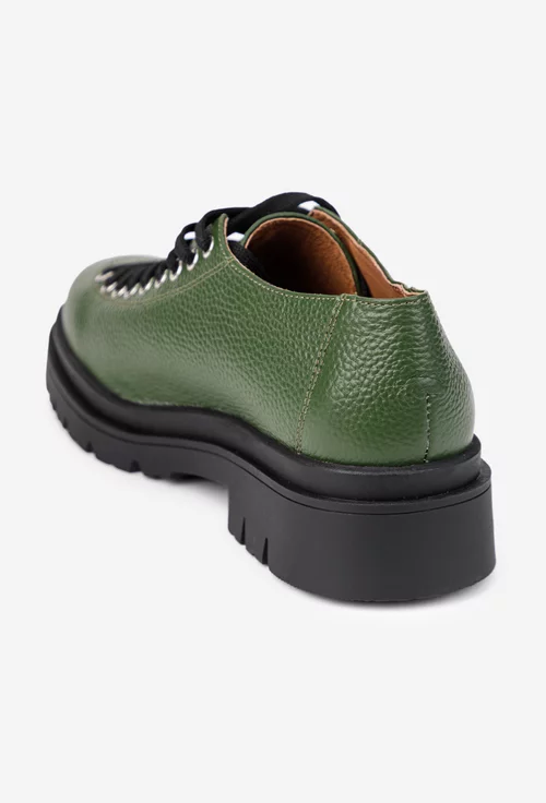 Pantofi dama verzi din piele texturata