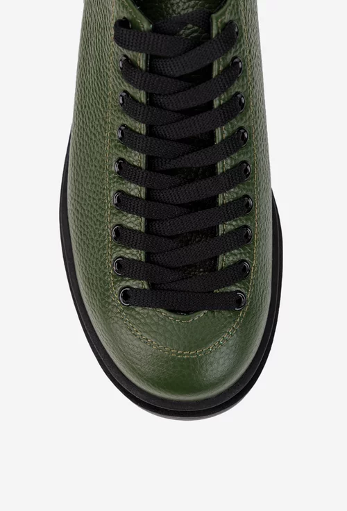 Pantofi dama verzi din piele texturata