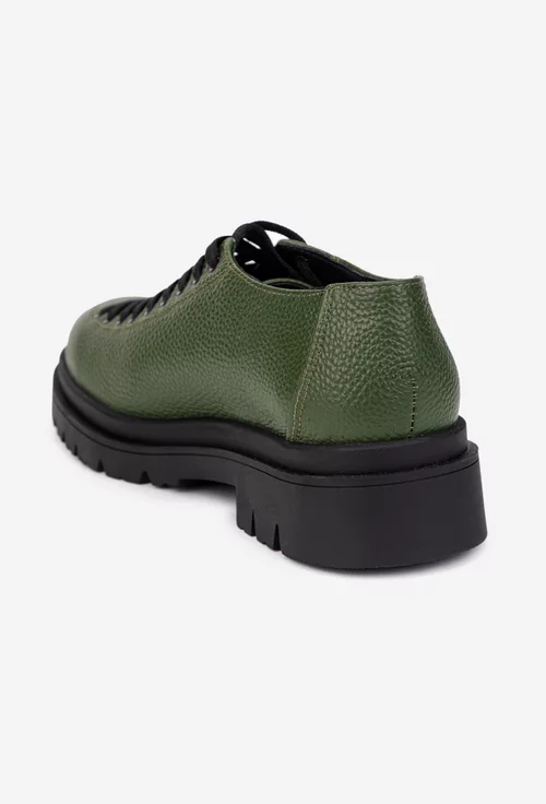 Pantofi dama verzi din piele texturata