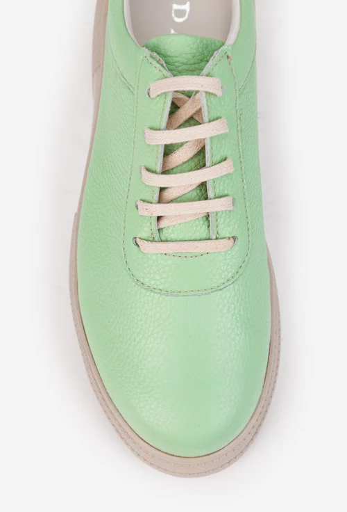 Pantofi dama verzi din piele texturata