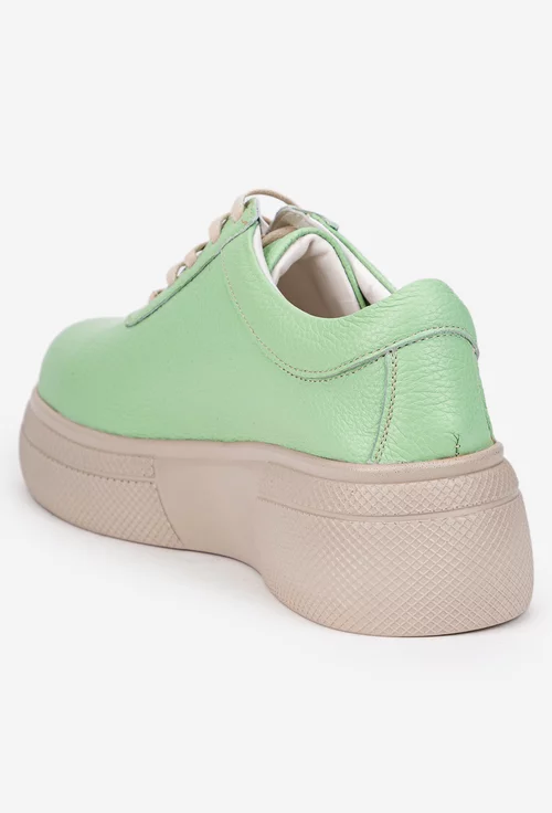 Pantofi dama verzi din piele texturata