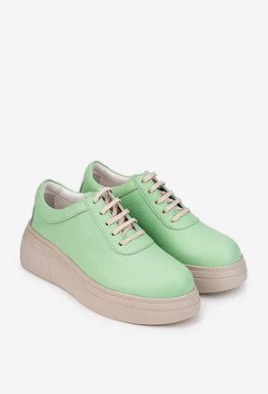 Pantofi dama verzi din piele texturata