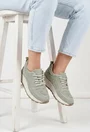 Pantofi dama verzi NUR din piele intoarsa cu model perforat dublat