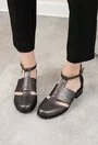 Pantofi decupati gri sidefat din piele naturala Rina