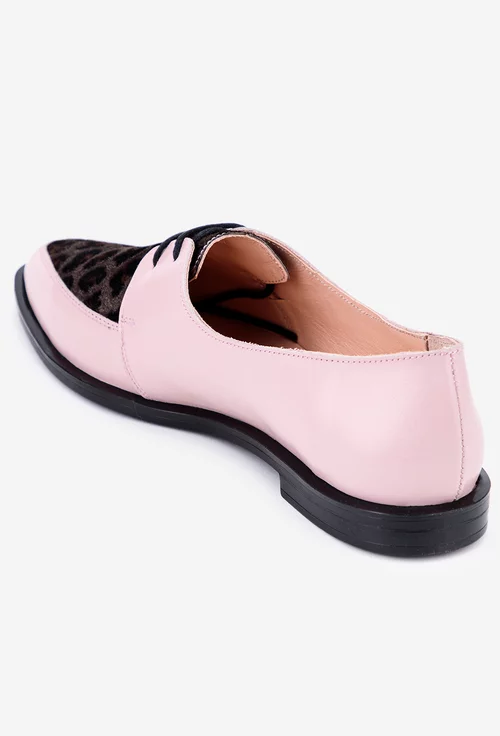 Pantofi deosebiti din piele naturala roz pudra
